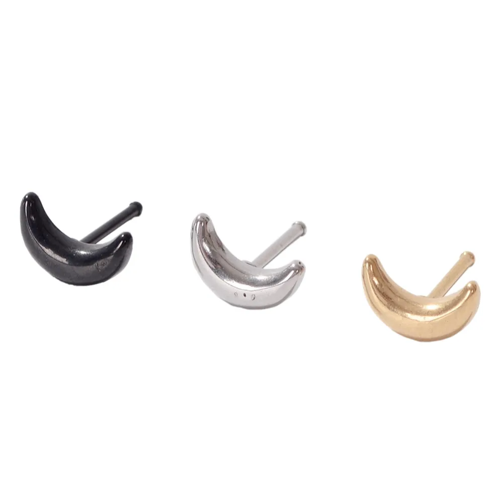Gold Silver Stainless Steel Moon Nose Ear Stud Piercing Thread Labret Lip Rings Cartilage Helix Studs Jewelry | Украшения и
