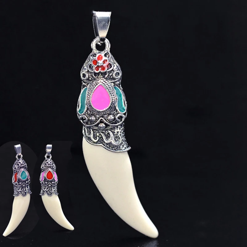 Панк мода смелые мужчины волчий зуб Спайк Кулон ожерелье кулон с дизайном