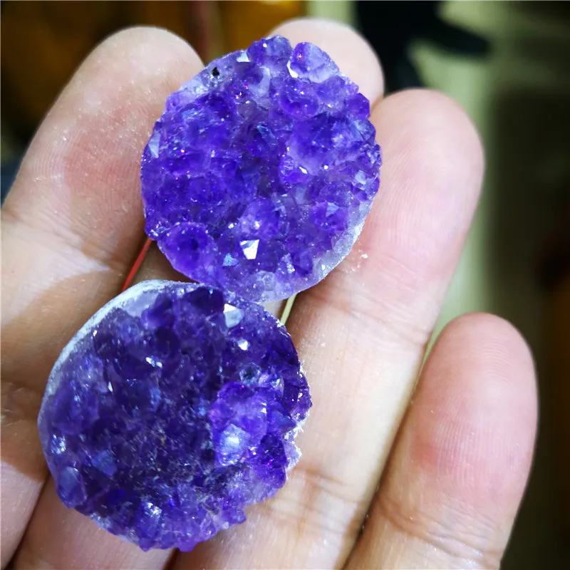 Новый бриллиантовый кварцевый аметистовый кластер 20 мм образец 2 шт.|Камни| |