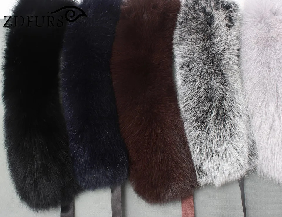 FXFURS натуральным лисьим меховой воротник лента Глушитель мех зимний теплый шарф Лисий меховой воротник для шерстяное пальто украшения прекрасная девушка