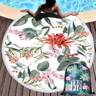 Круглые летние пляжные полотенца с листьями 150 см, накидка на бикини, Приморский настенный гобелен, одеяло, банные полотенца со шнурком, рюкзак, сумка