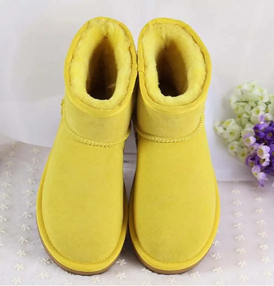 yellow Женская обувь; высокое качество; дешевые; коллекция года; Модные женские зимние ботильоны из коровьей кожи; теплые женские зимние ботинки - Цвет: yellow