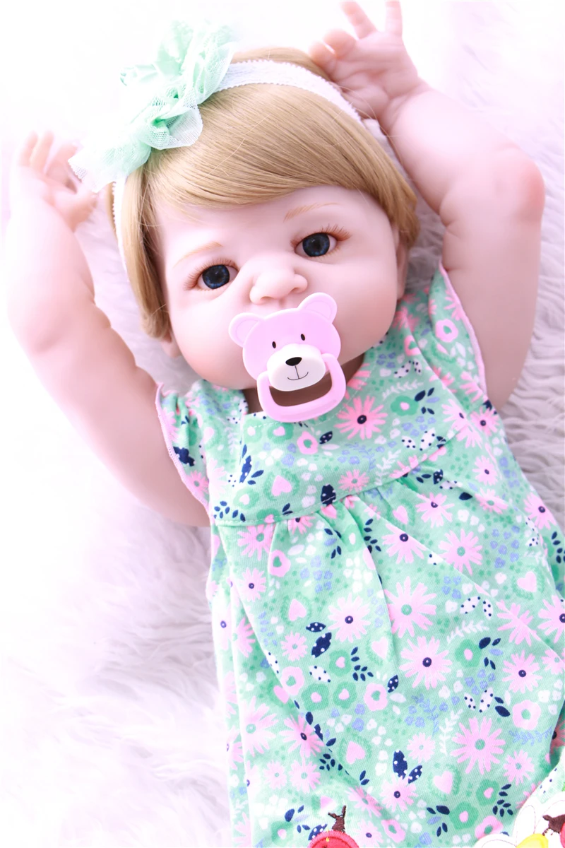 Bebe 22&quot reborn full silicone dolls girl toys gift blonde hair wig can enter water bonecas bjd born | Игрушки и хобби