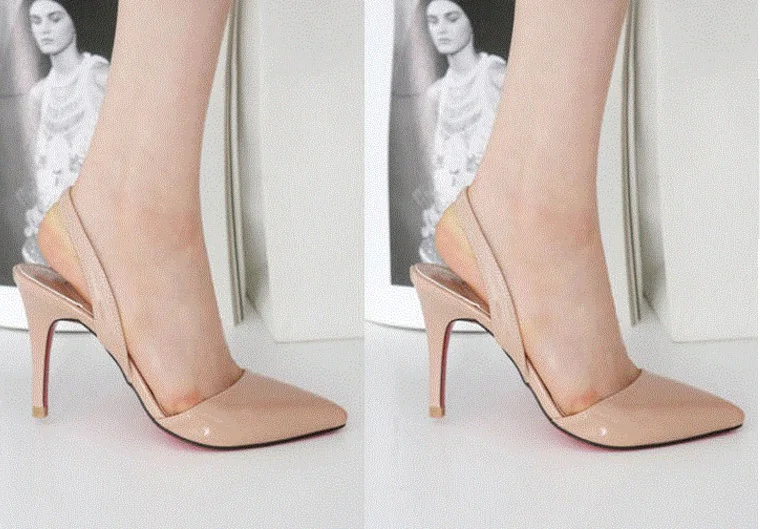 Женские модельные туфли элегантные босоножки с ремешком сзади лакированные