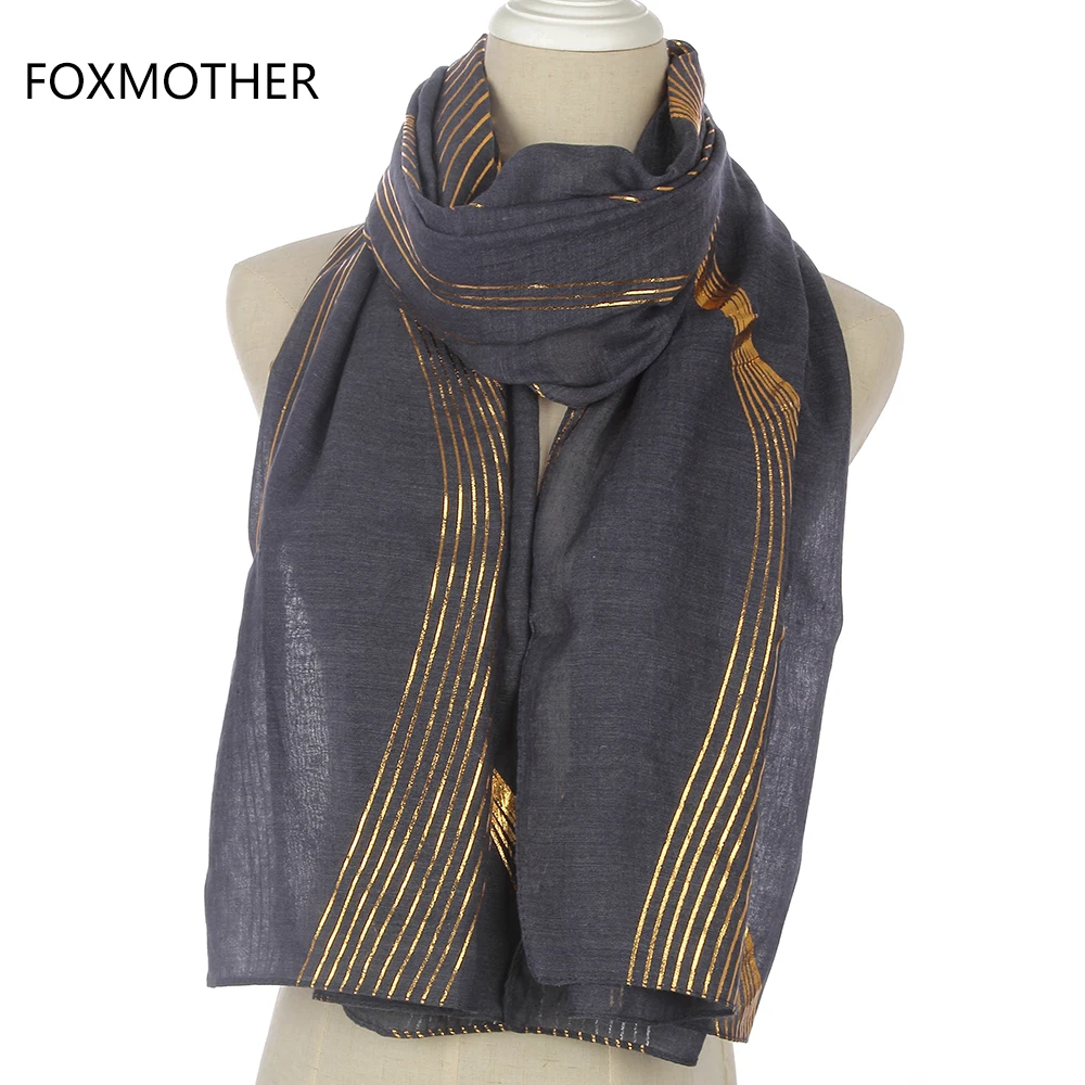 FOXMOTHER Новые Модные Белые Серые Синие ленты Полосатый золотой фольги длинные