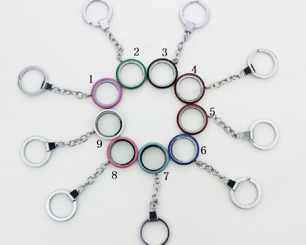 9 цветов эмалированный винт плавающий медальон брелки из нержавеющей стали
