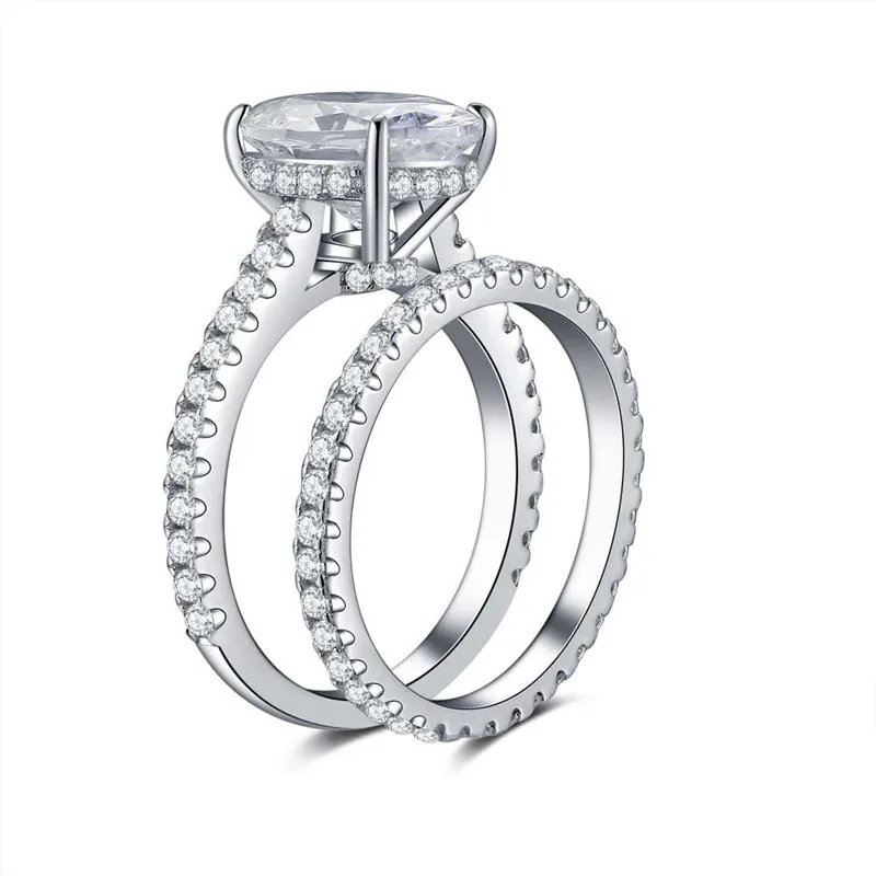 COLORFISH роскошные 4 ct Solitaire овальное кольцо из натуральной 925 пробы серебряные