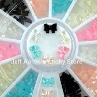 6 colors beauty 3d bow tie pearl wheel acrylic nail art glitter decoration tools nail accessories new