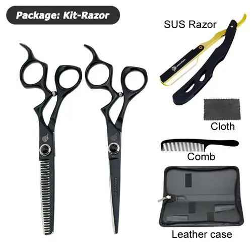 kit razor 6," Парикмахерские японские ножницы, бритва, резак для волос, набор для стрижки, горячие ножницы, парикмахерский набор, профессиональные машинки для стрижки волос - Цвет: kit razor