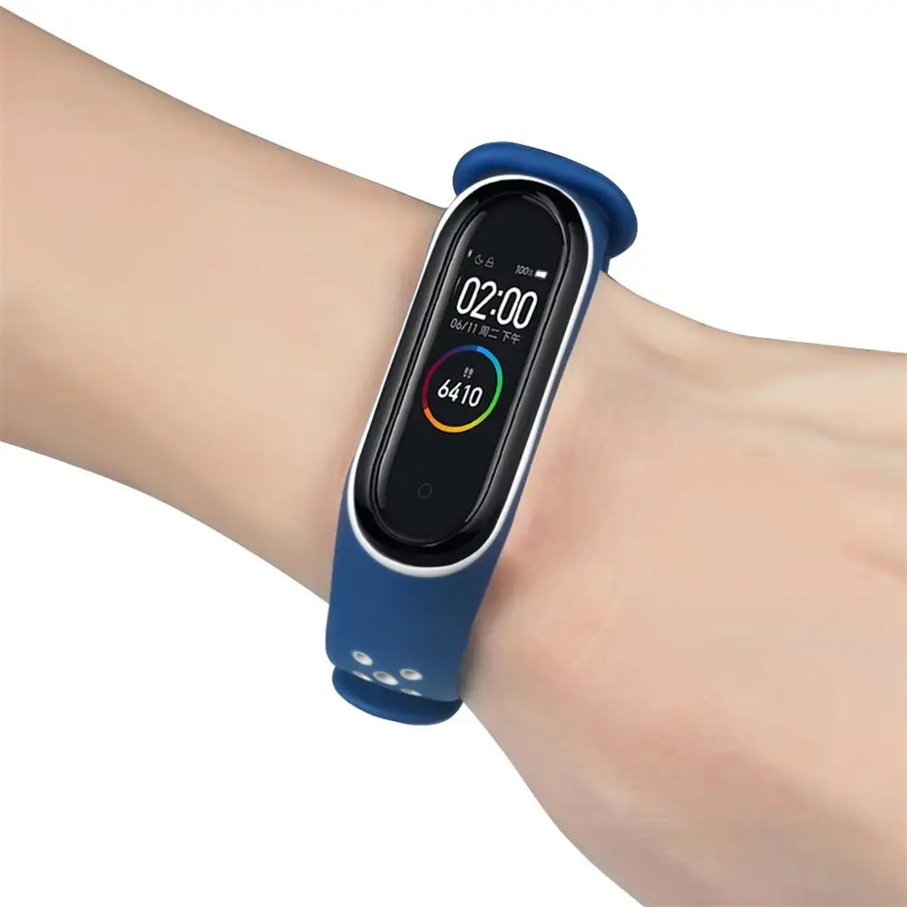 Спортивный мягкий браслет для Xiaomi Mi Band 4 сменный дышащий ремешок часов синего и