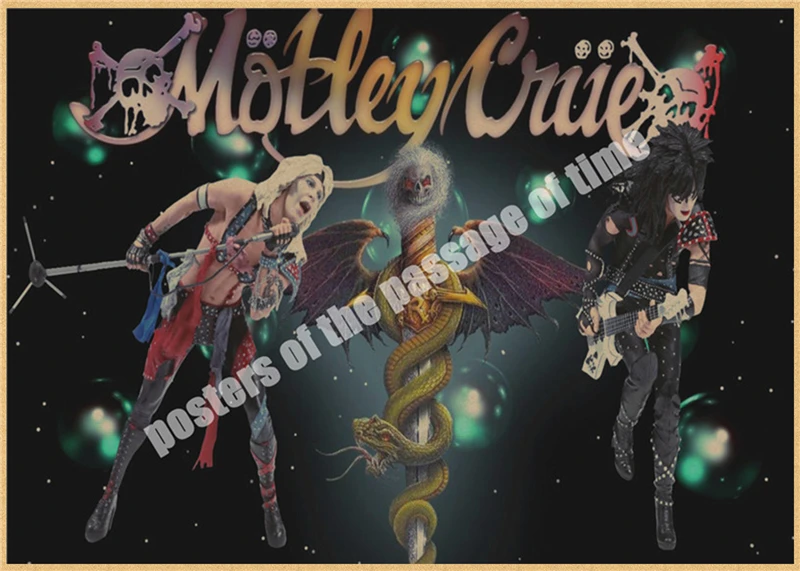 Motley Crue винтажная Ретро рок-группа музыкальная гитара матовая крафт-бумага античный плакат Настенная Наклейка домашний декор