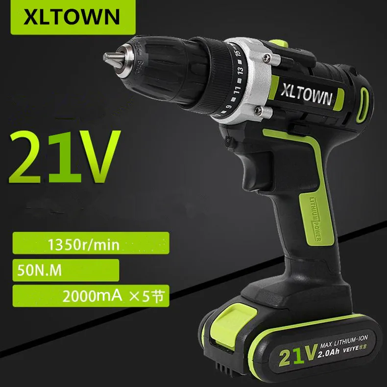 XLTOWNnew 21V 2000mA Electric Drill Large Capacity Lithium Battery Screwdriver Household Multifunction | Инструменты