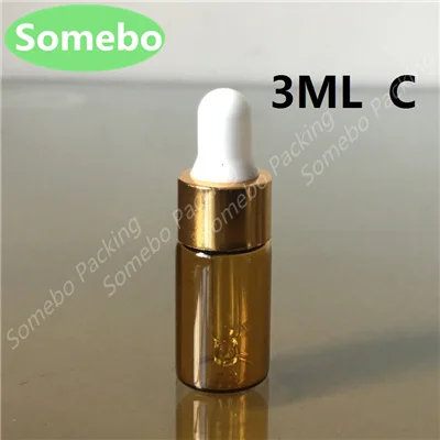 3ML C 50 шт./лот 1 мл, 2 мл, 3 мл, 5 мл Янтарный стеклянный флакон-капельница, маленькие флаконы с пипеткой для косметических парфюмерных флаконов с эфирным маслом - Цвет: 3ML C