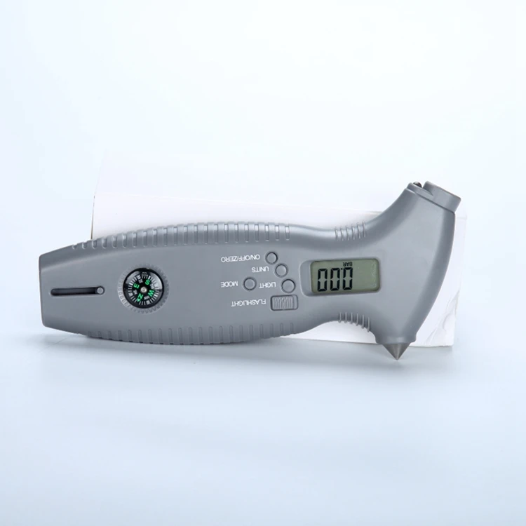 8in1 Digital LCD Car Tire Gauge Meter Portable Car Tire Tread Depth Safe Hammer Emergency Lighting Pressure Relief Valve Compass