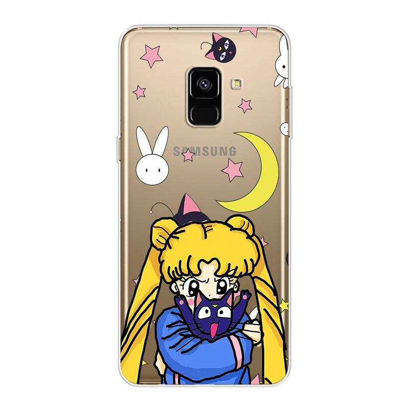 ciciber Cover For Samsung Galaxy A8 A7 A5 A6 A9 A3 2018 2017 2016 A6S Plus Star Phone Cases Soft TPU Anime Girl Sailor Moon Capa |