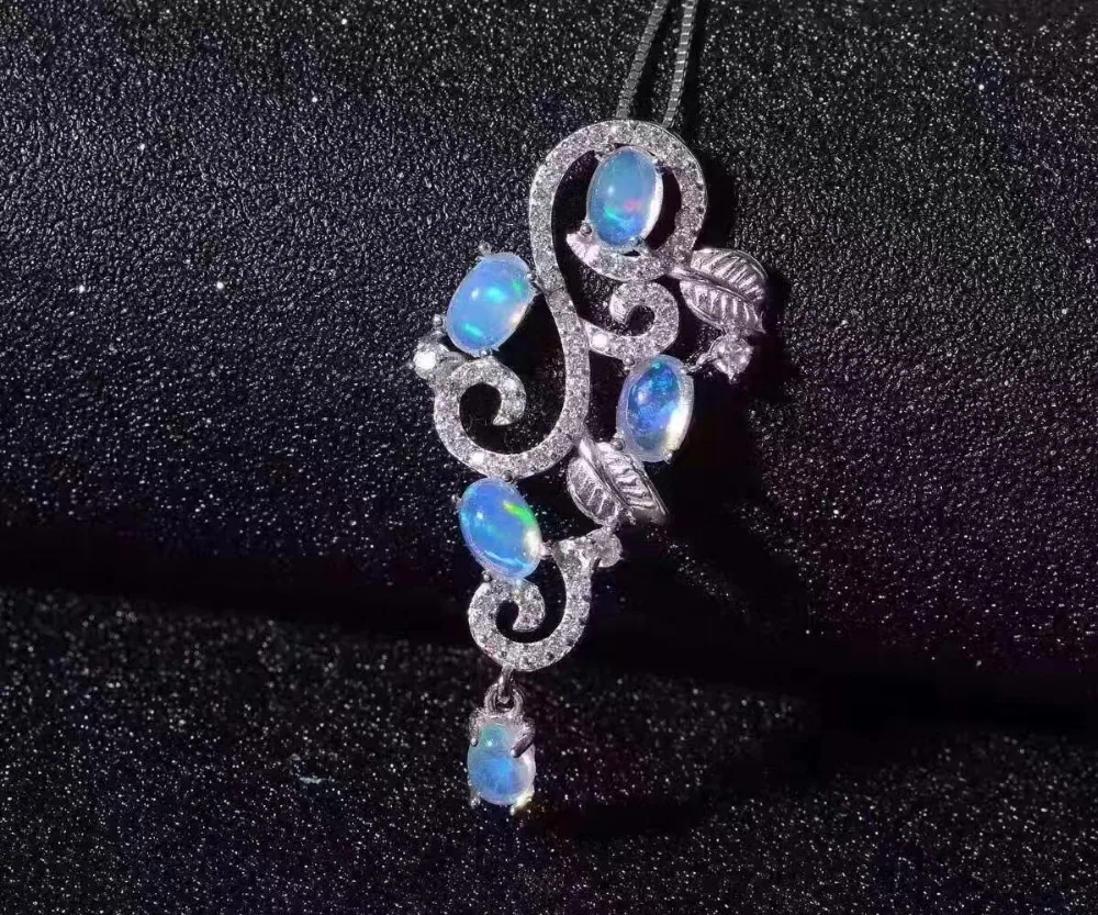 Подвеска из серебра 925 пробы с натуральным разноцветным опалом|jewelry necklace pendants|jewelry