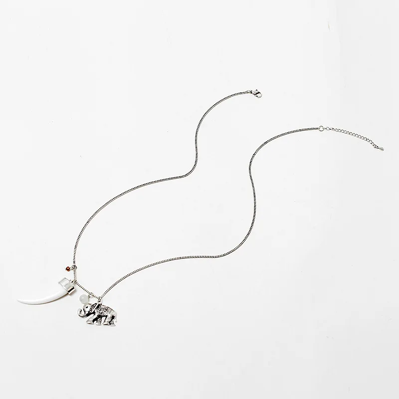 JINSE Female Fashion Natural Stone Bead Pendant Necklace Retro Elephant Trendy Cattle Angle | Украшения и аксессуары