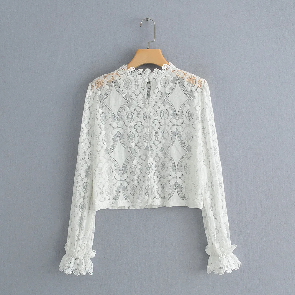 Yuuyiwa Women Blouses Shirts Women's new wholesale long-sleeved collar lace top blouse Tops Blusas Mujer De |