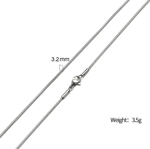 kz032 3.2mm AZIZ BEKKAOUI, мужская и женская цепочка, цепочка со змеиным лезвием, Фигаро, цепочка, круглая, базовая цепь, нержавеющая сталь, колье, ювелирное изделие - Окраска металла: kz032 3.2mm