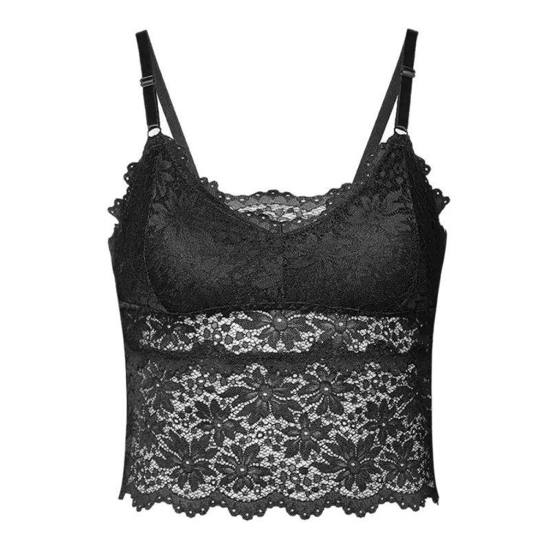 Women Lace Beauty Strap Sexy Camis Chest Pad Summer Crop Tops Gathered Push Up Bra Camisole Tank | Женская одежда