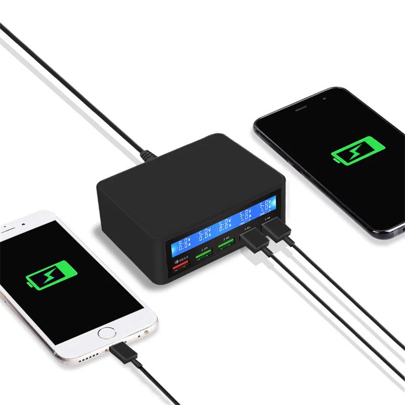 USB быстрое зарядное устройство 40 Вт мульти 5-портовый светодиодный дисплей QC 3 0