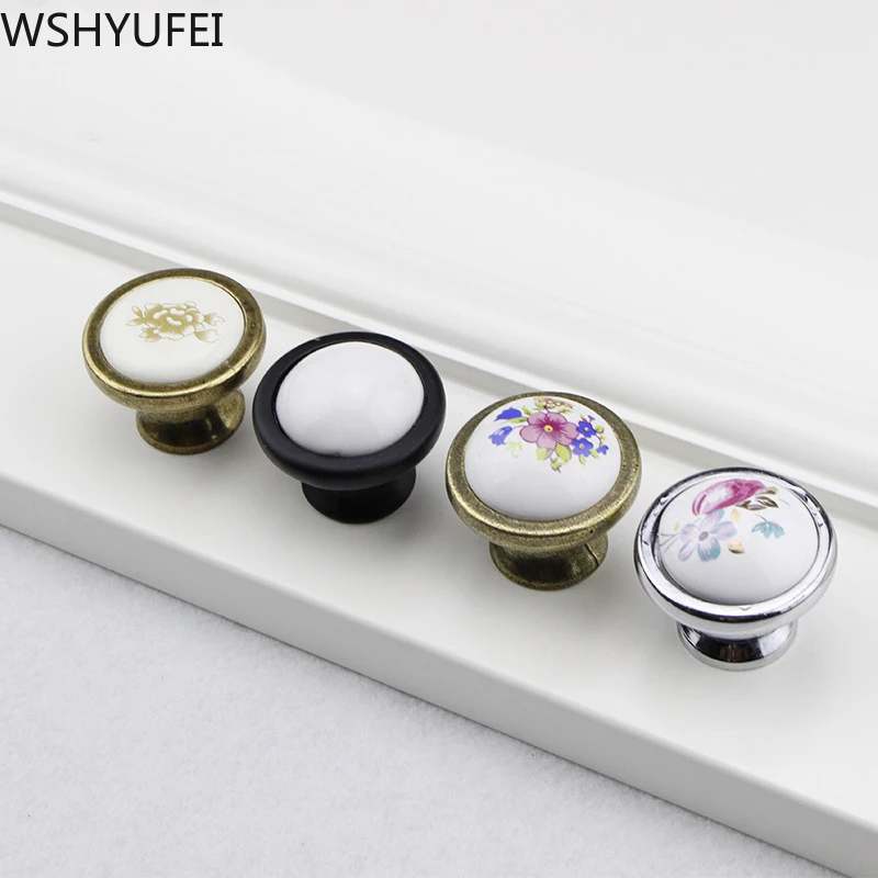 Ручка керамическая из цинкового сплава с одним отверстием 4 шт./лот|Ручки шкафа| |