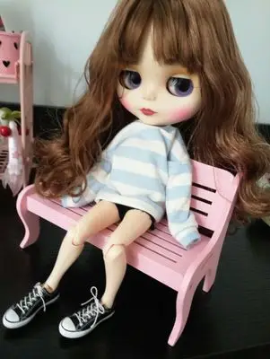 Одежда для куклы blyth 1/6 аксессуары кукол модная футболка в полоску + короткие