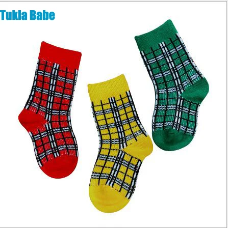 

Tukla Babe Spring new double-needle plaid cotton child boys girls sock