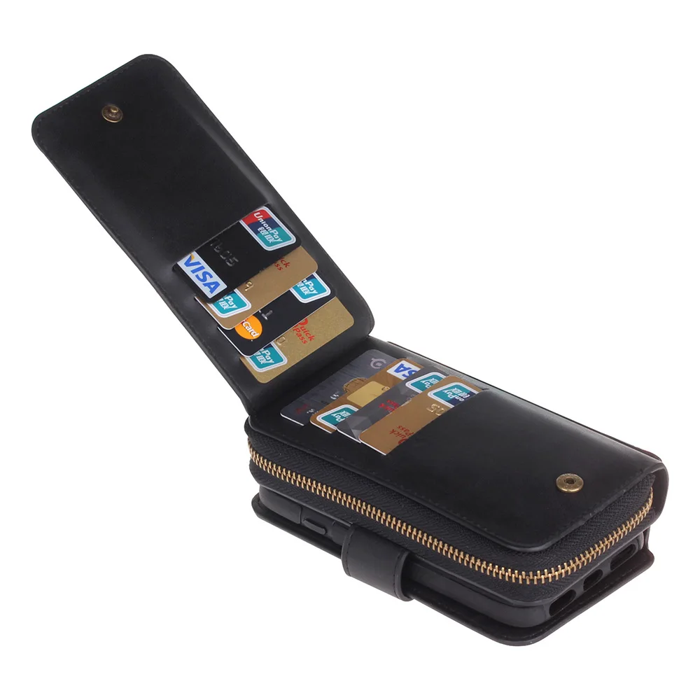 Роскошный кошелек на молнии сумка для телефона iPhone 12 11 Pro MAX XS Max XR X 6 6S 7 8 Plus чехол 2 в