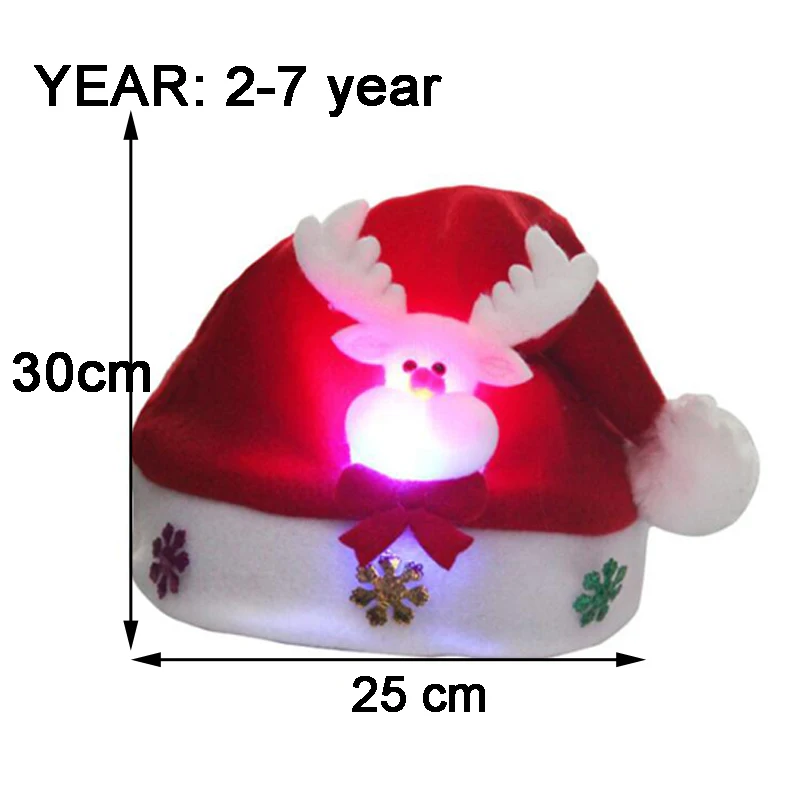 Рождественские шляпы для детей и взрослых LED/Light Up/Luminous/Flash Santa рождественские