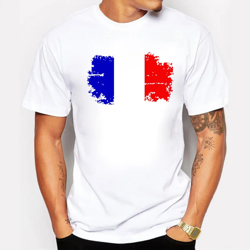 

France National Flag Mens T shirts Short Sleeve Summer Games Fans Cheer T- shirts For Men Plus Size Top Tee