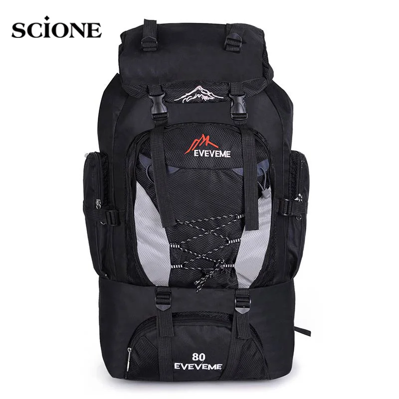 

Backpacks 80L Camping Hiking Backpack Bag Outdoor Sports Bags Travel Waterproof Shoulder Men Climbing Fishing Rucksack XA535WA