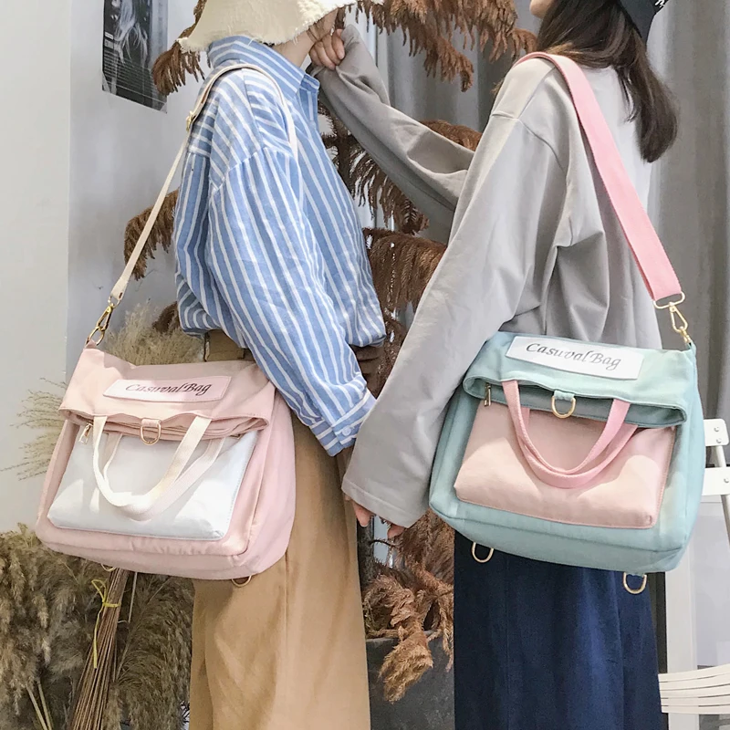 Модный женский холщовый рюкзак с диагональным плечом для девочек повседневный