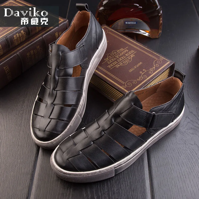 Daviko скейтбординга мужской обуви старинные натуральная кожа вырез повседневная