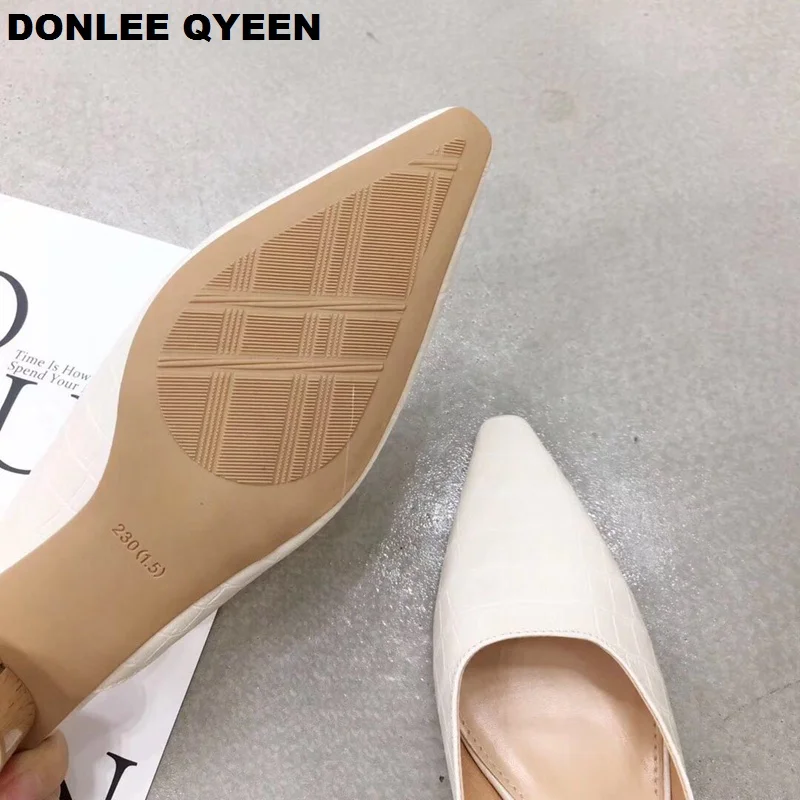 Мюли DONLEE QUEEN женские на низком каблуке туфли без застежки заостренный носок