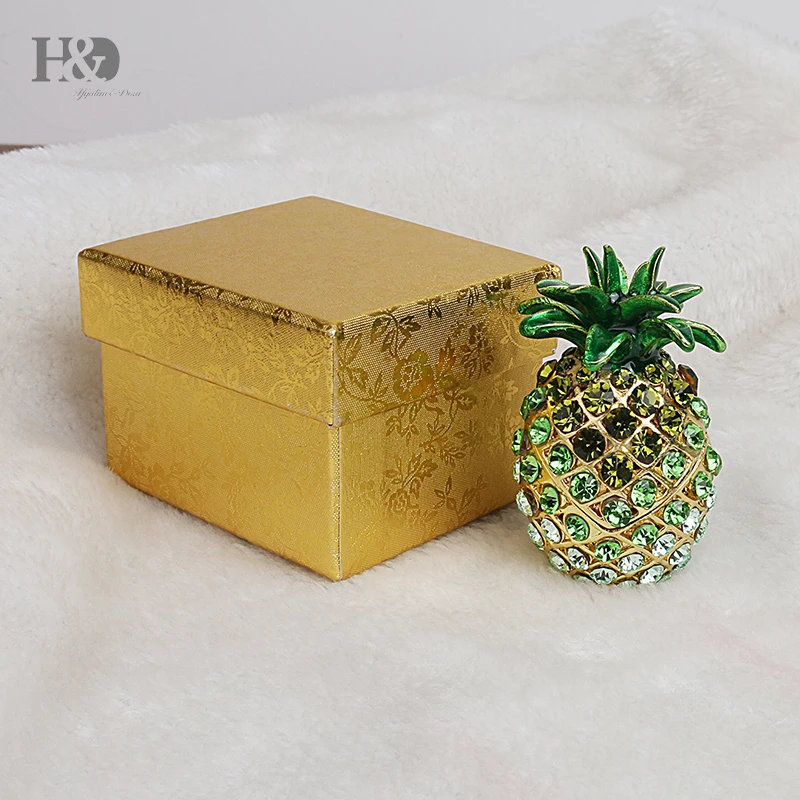 H &amp D 2 6 &quotBejeweled ананас безделушка коробка ручная роспись Коллекционная