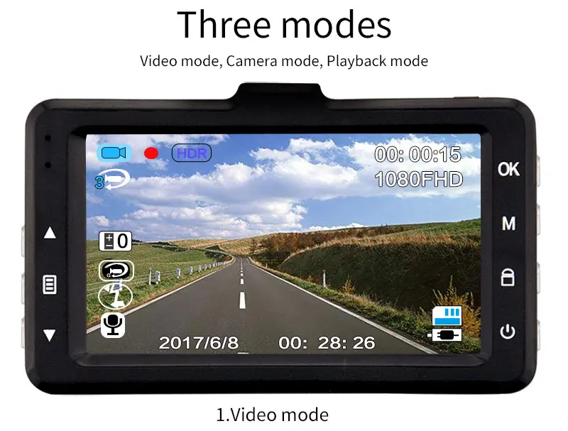 Видеорегистратор Full HID 1080 P " экран 170 градусов DVR Автомобильный видеорегистратор с ночным видением g-сенсор циклическая запись Dashcam