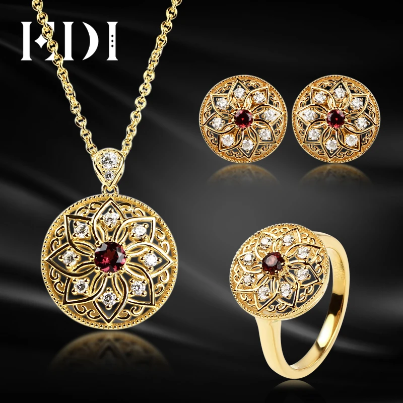 EDI Европейский Трендовое кольцо с натуральным гранатом драгоценный камень 925