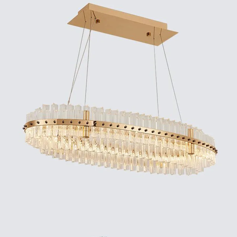 Овальная Современная хрустальная люстра для столовой кухни остров Висячие