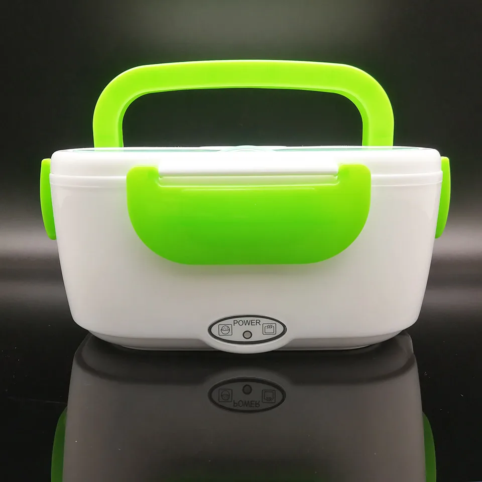 Green Lunch Box Подогрев Еда контейнер Пластик Портативный 220/110V с подогревом Коробки для обедов контейнеры с отделениями бенто теплые вилка стандарта ЕС/США - Цвет: Green Lunch Box