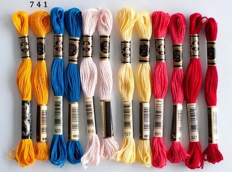 Высококачественная нить из шести нитей хлопка RS Rosace floss 741 одинаковая DMC 8 м x 12 шт.