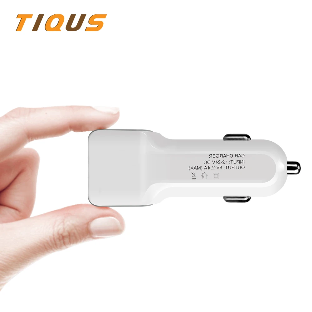 TIQUS USB Автомобильное зарядное устройство для телефона 5V 2.4A двойной микро Тип