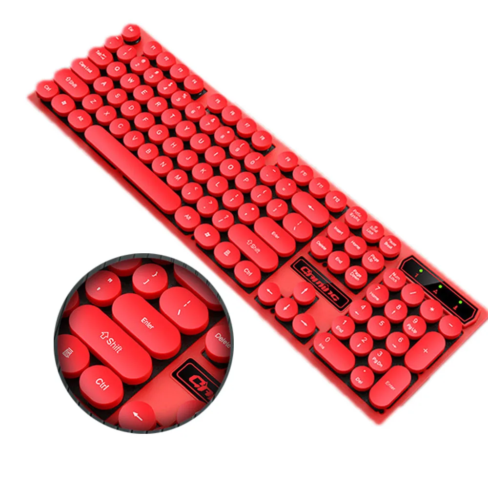 Backlit Gaming Keyboard Steampunk Retro Round/Square Keycap USB Wired Glowing Metal Panel Laptop Computer | Компьютеры и офис