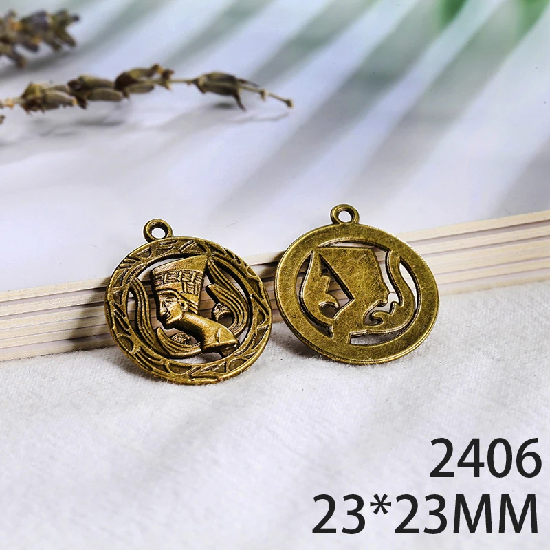 

23*23mm 8pcs Pharaoh Alloy Pendant For Diy Jewelry Making 2 Colors Antique Silver Antique Bronze No.2406