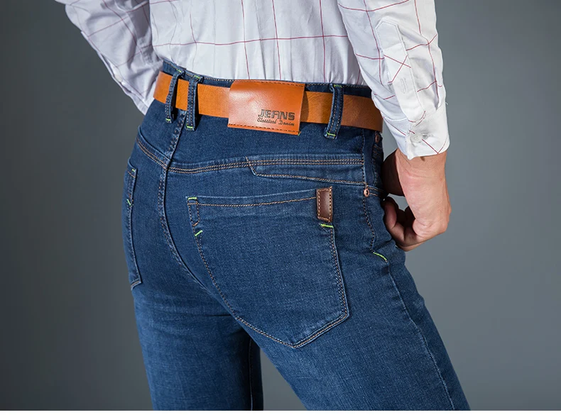 Мужские классические джинсы, брендовые, большие размеры, прямые, Homme Jean, тонкий, состаренный дизайн, байкерские штаны, подходят по дешевой цене, синие, обычные, Размеры 35, 40, 42