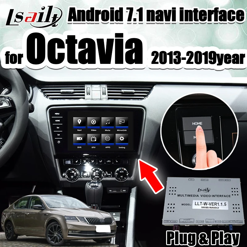 Android 7.1GPS навигационная коробка для Octavia Passat MQB MIB, LVDS видео интерфейс Поддержка iphone/Android Авто CarPlay Lsailt