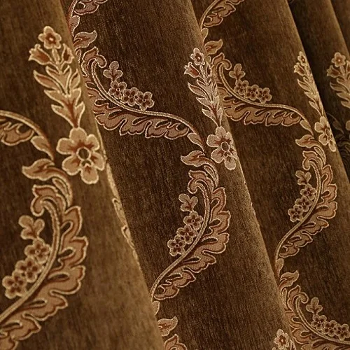 Brown curtain Европейская роскошная вышитая оконная занавеска s для гостиной, кухни, Классическая затемненная занавеска, французские Оконные Занавески - Цвет: Brown curtain