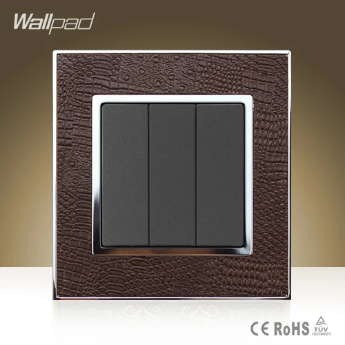 Роскошный настенный светильник ключатель Wallpad 110 В 250 с 3 кнопками из коричневой