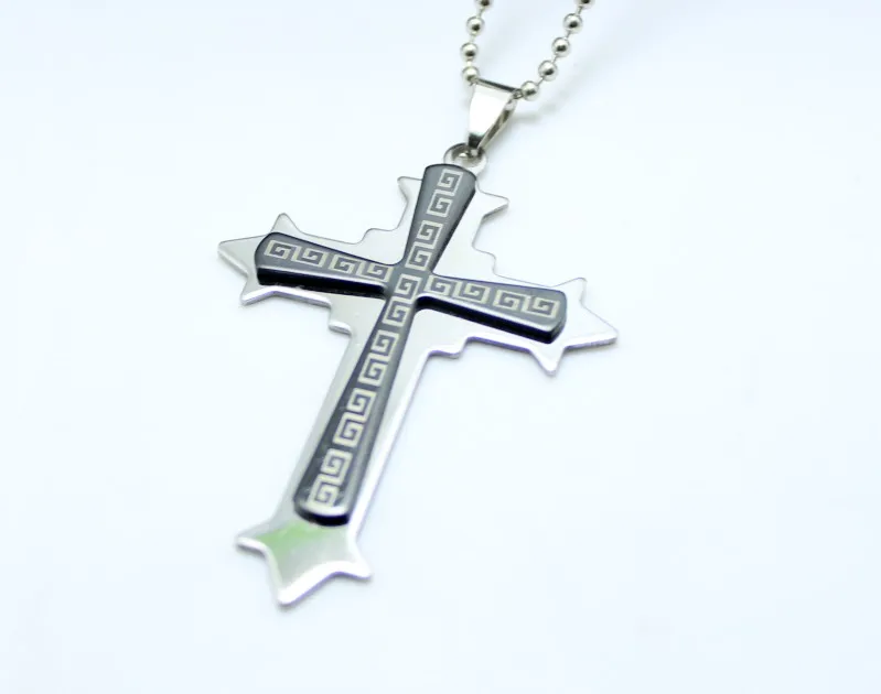 

Цепочка унисекс из нержавеющей стали, черное ожерелье с кулоном-крестом в подарок