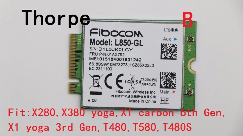 Новый беспроводной модуль 4G LTE карта WWAN для Thinkpad X280 X380 yoga X1 carbon 6th x1 - Цена: 8 024,82 руб.